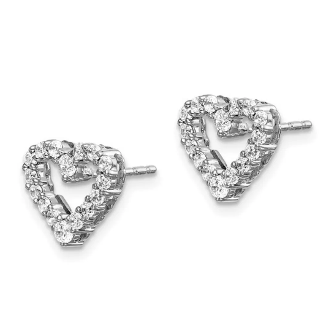 10K White Gold Lab Grown 0.5 CT Diamond Heart Earrings