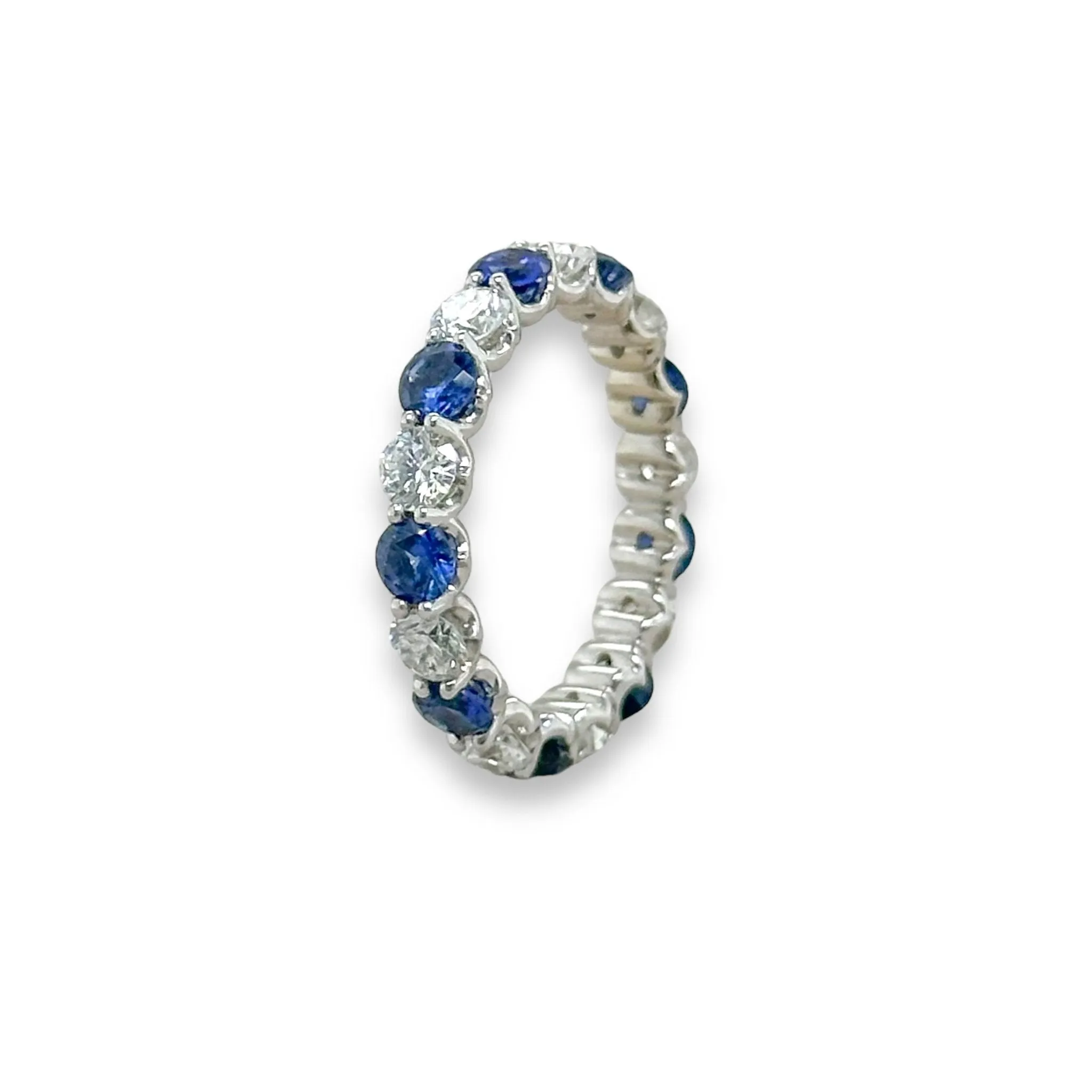 14K W Gold 1.46ctw Lab Created Diamond and 1.79ctw Sapphire Eternity Band