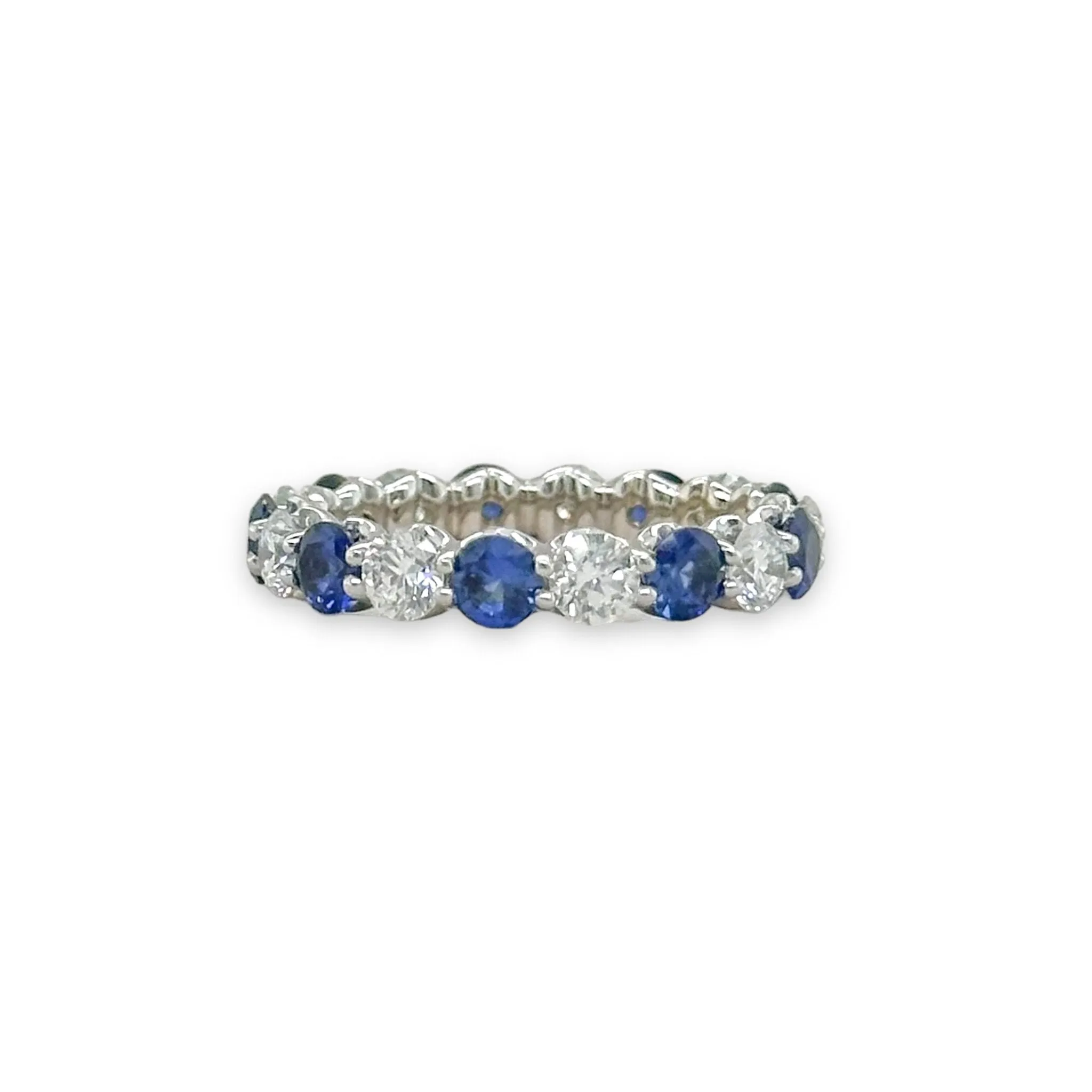 14K W Gold 1.46ctw Lab Created Diamond and 1.79ctw Sapphire Eternity Band