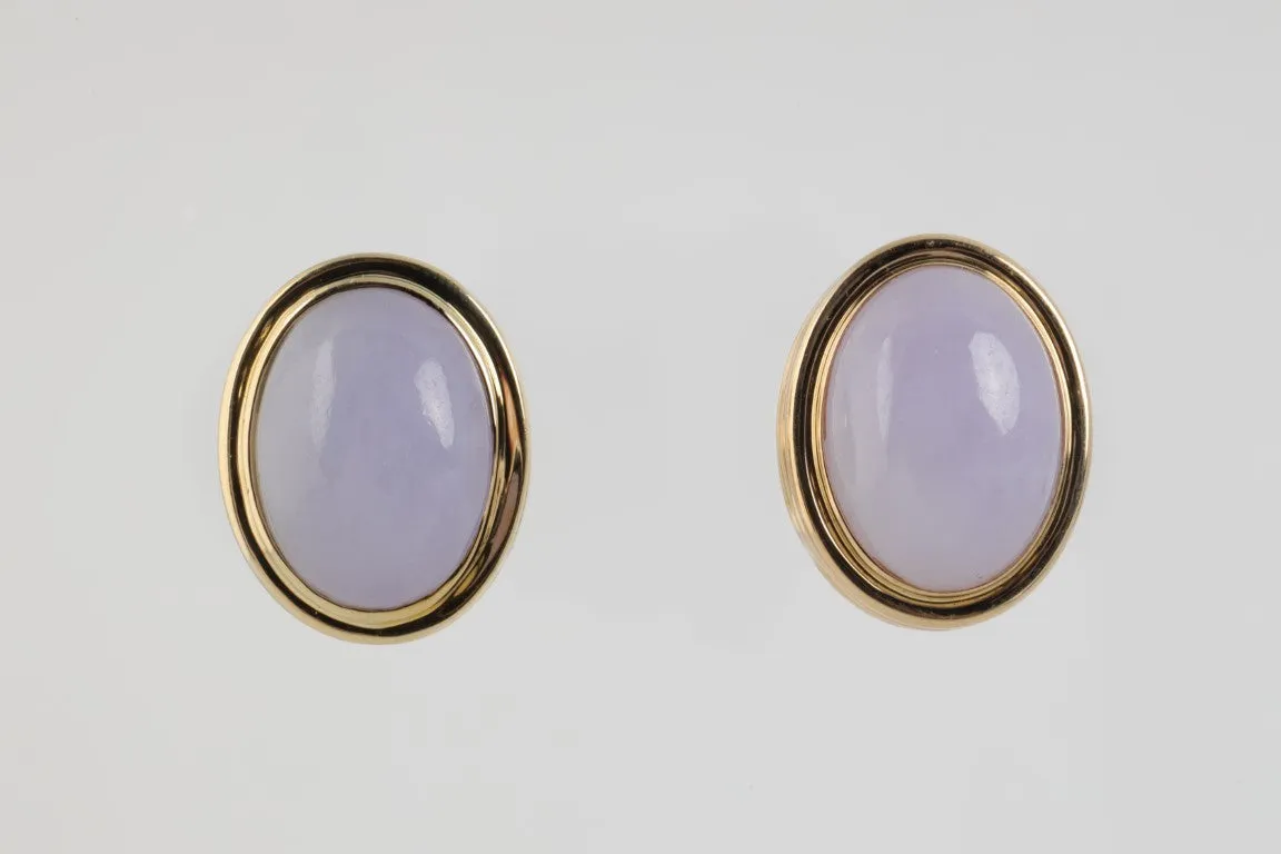 14k Yellow Gold 41.36tcw Lavender Jade Stud Earrings (18.48g.)