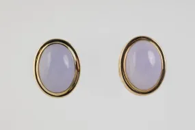 14k Yellow Gold 41.36tcw Lavender Jade Stud Earrings (18.48g.)