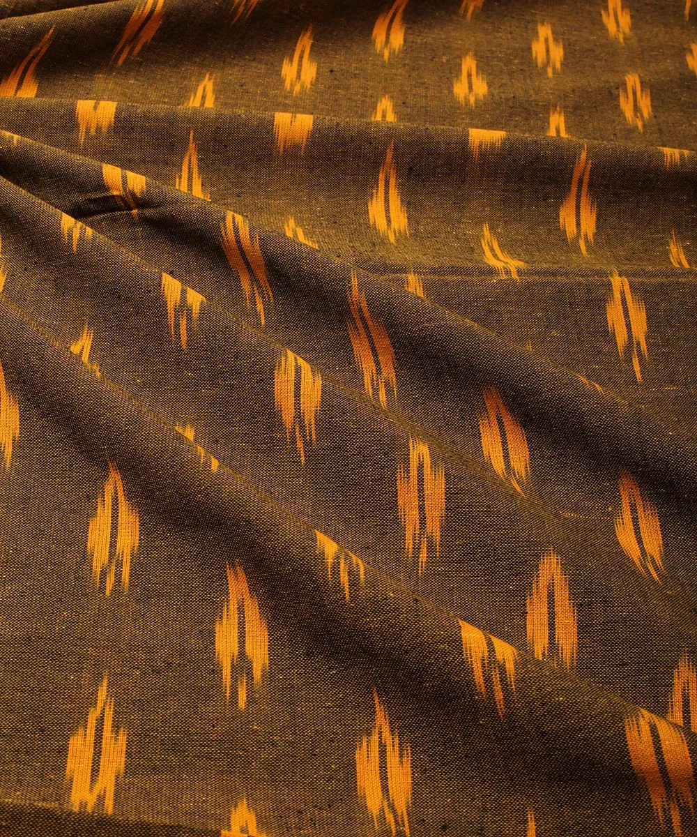 2.5 m Black yellow shared cotton handloom pochampally ikat fabric