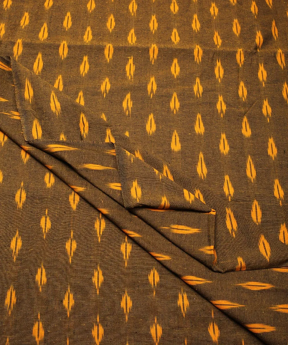 2.5 m Black yellow shared cotton handloom pochampally ikat fabric