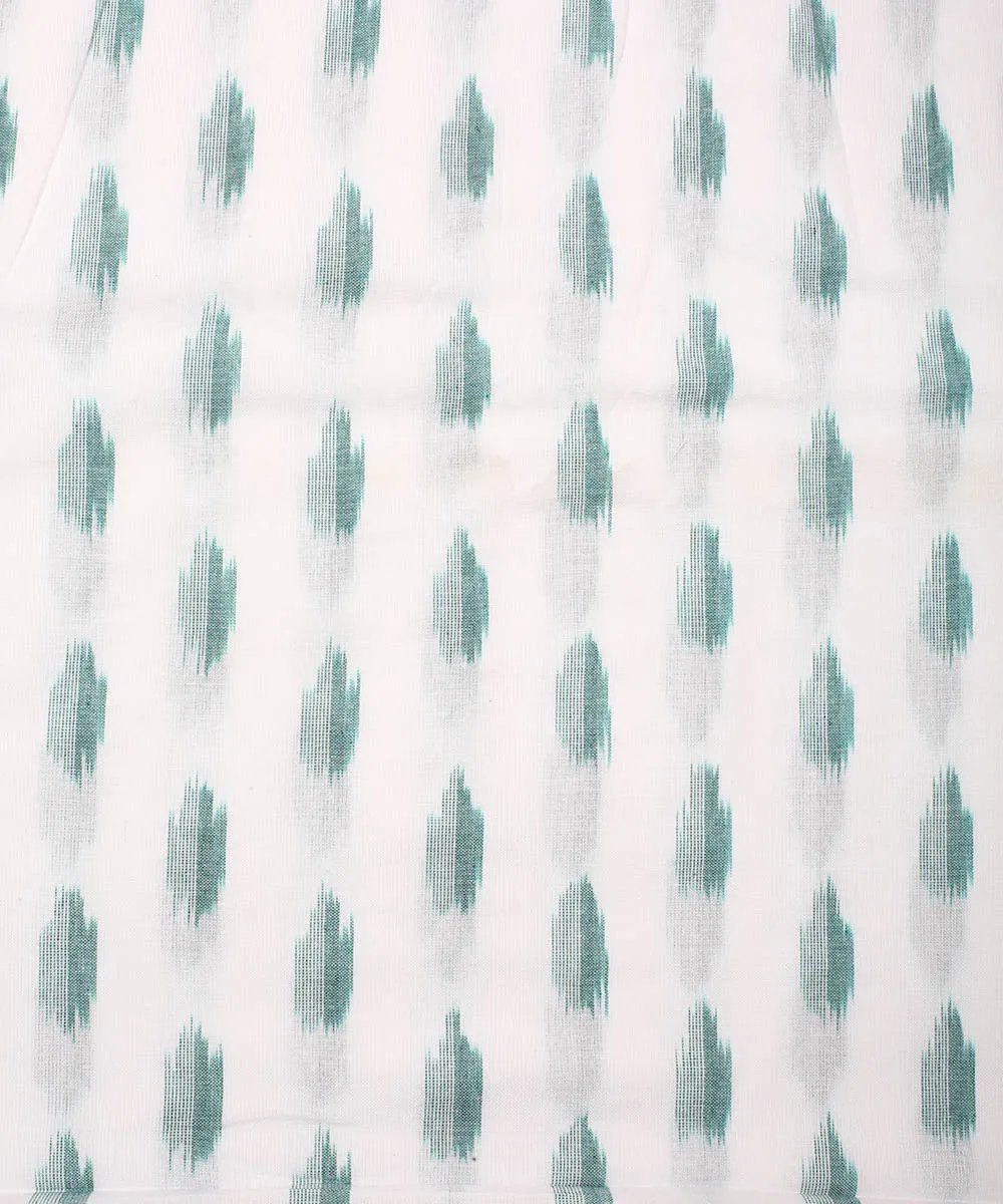 2.5 m Offwhite light green cotton handloom pochampally ikat fabric