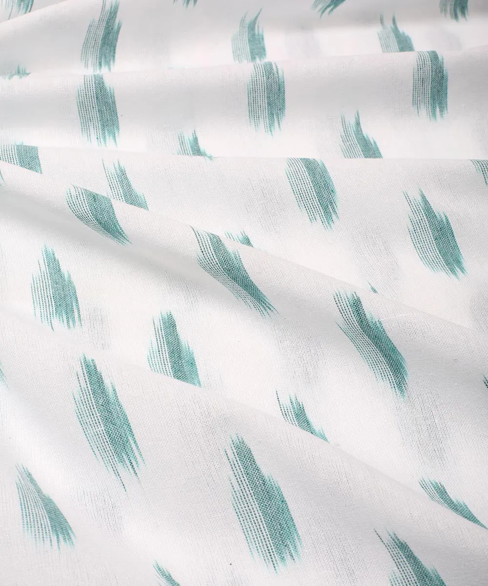 2.5 m Offwhite light green cotton handloom pochampally ikat fabric