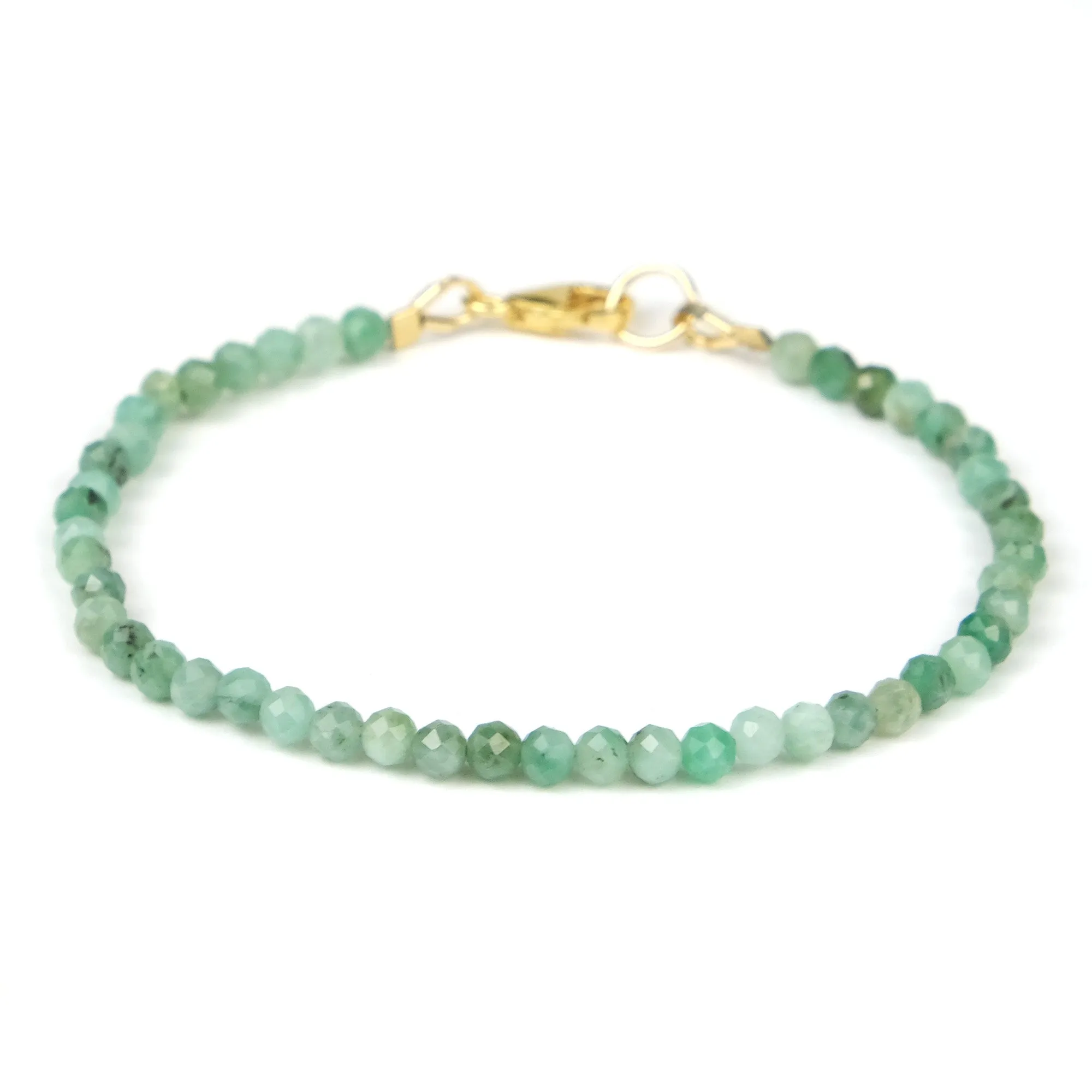 3mm Brazilian Emerald Faceted Bracelet with Gold Filled Trigger Clasp