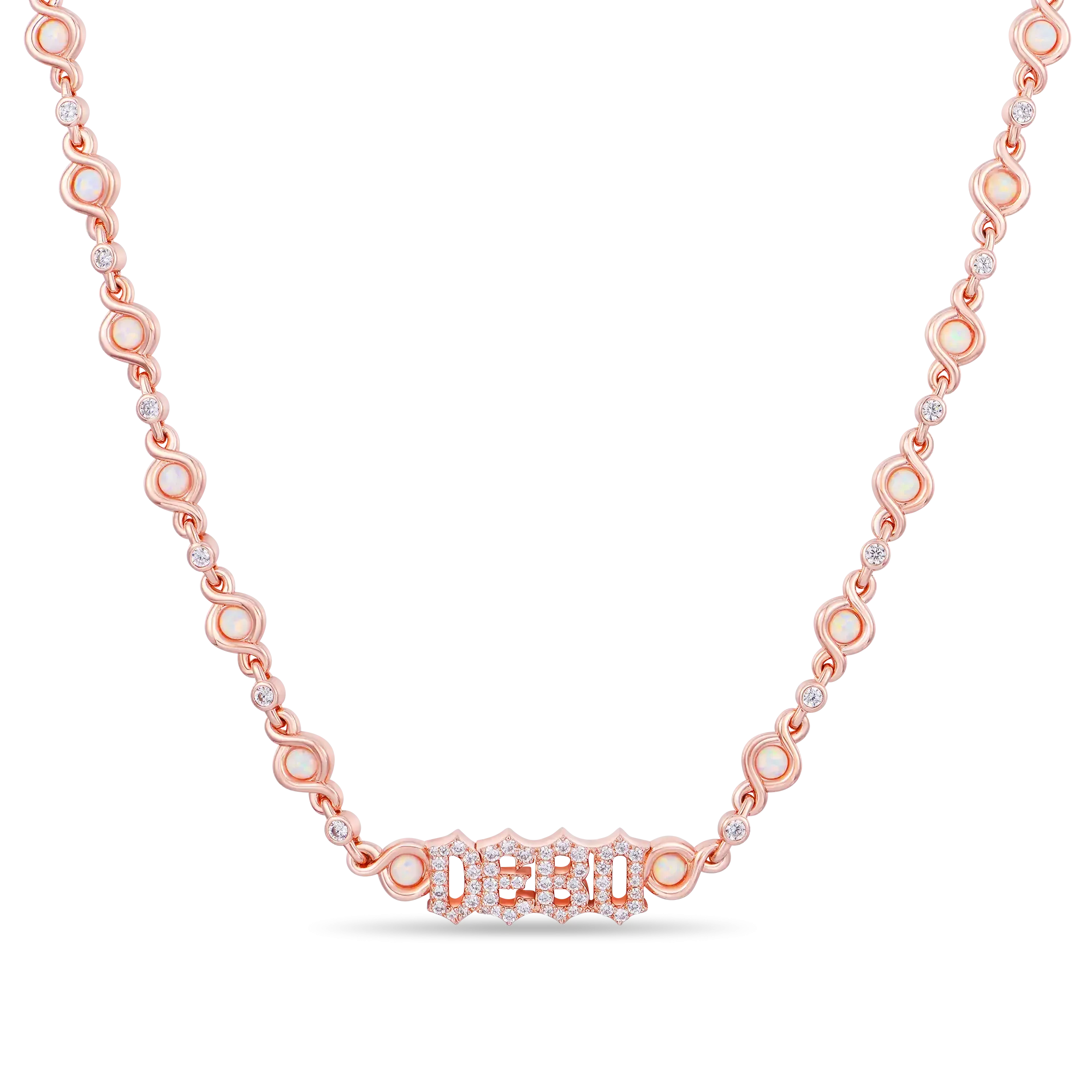 5MM Gothic Font Opal Custom Necklace