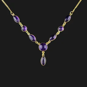 Amethyst Cabochon Teardrop Necklace