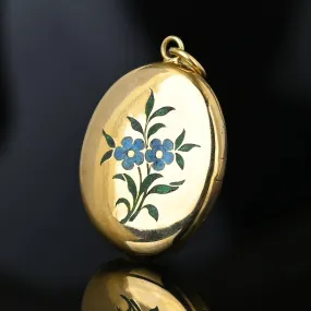 Antique Victorian 14K Gold Enamel Flower Locket