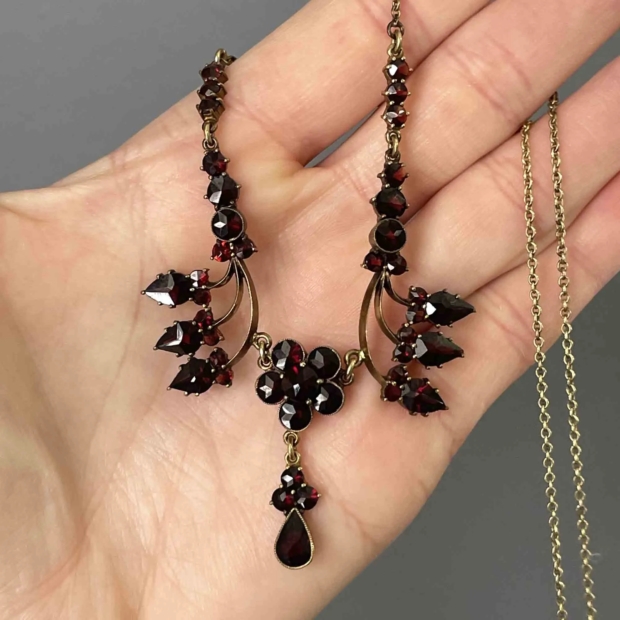 Antique Victorian Style Garnet Festoon Necklace