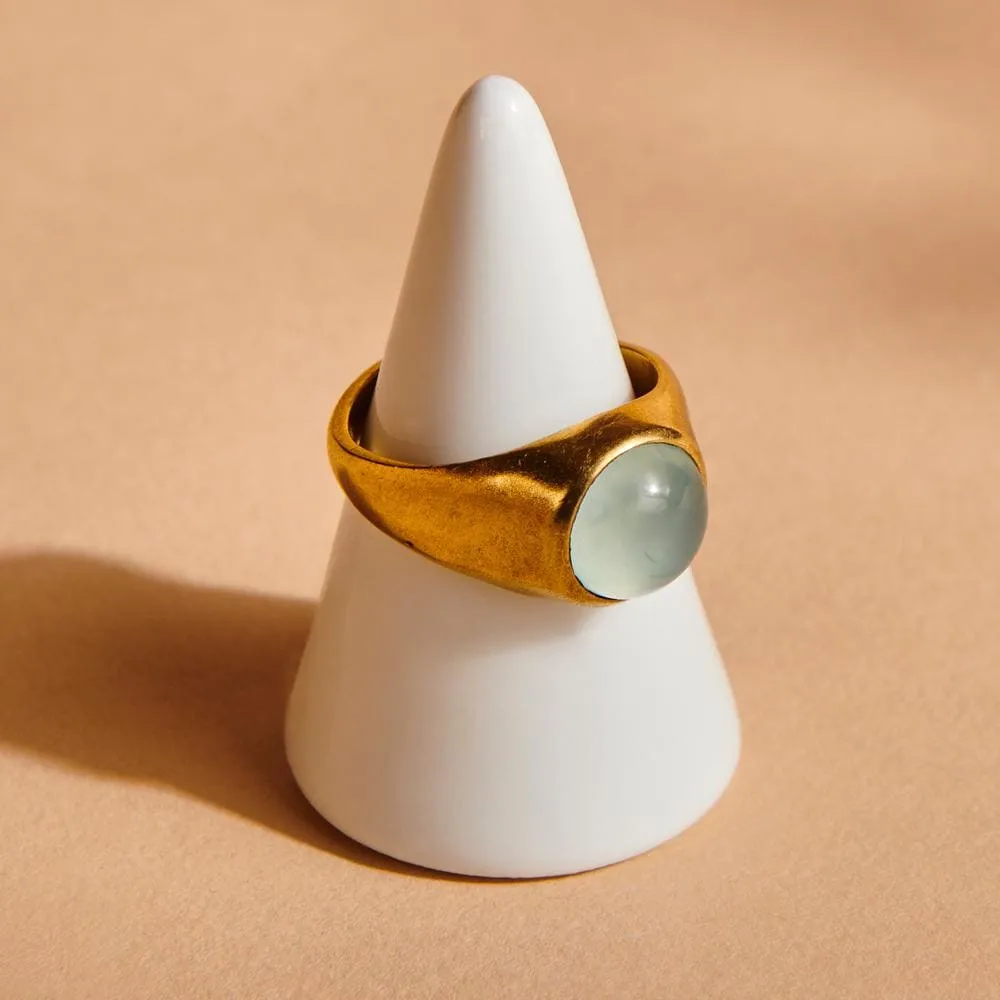 Aqua Chalcedony 925 Sterling Silver, 18K Yellow Gold, 18K Rose Gold Filled Ring, Handmade in India, Gift Jewelry, Gemstone Ring