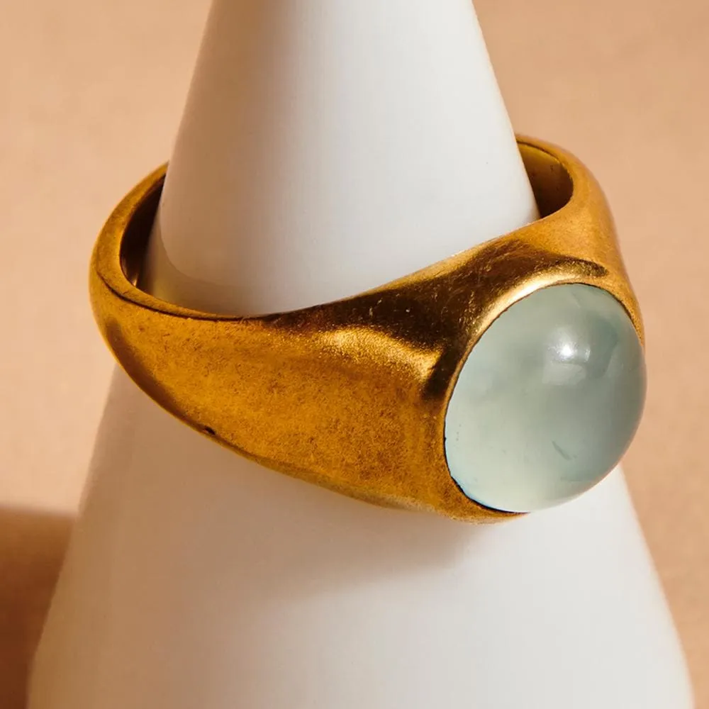 Aqua Chalcedony 925 Sterling Silver, 18K Yellow Gold, 18K Rose Gold Filled Ring, Handmade in India, Gift Jewelry, Gemstone Ring