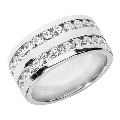 ARES Men's Diamond Wedding Ring 10MM Band Round Cut Double Channel Set in Platinum 2 carat E Color VS1 Clarity By Mike Nekta NYC Size 12