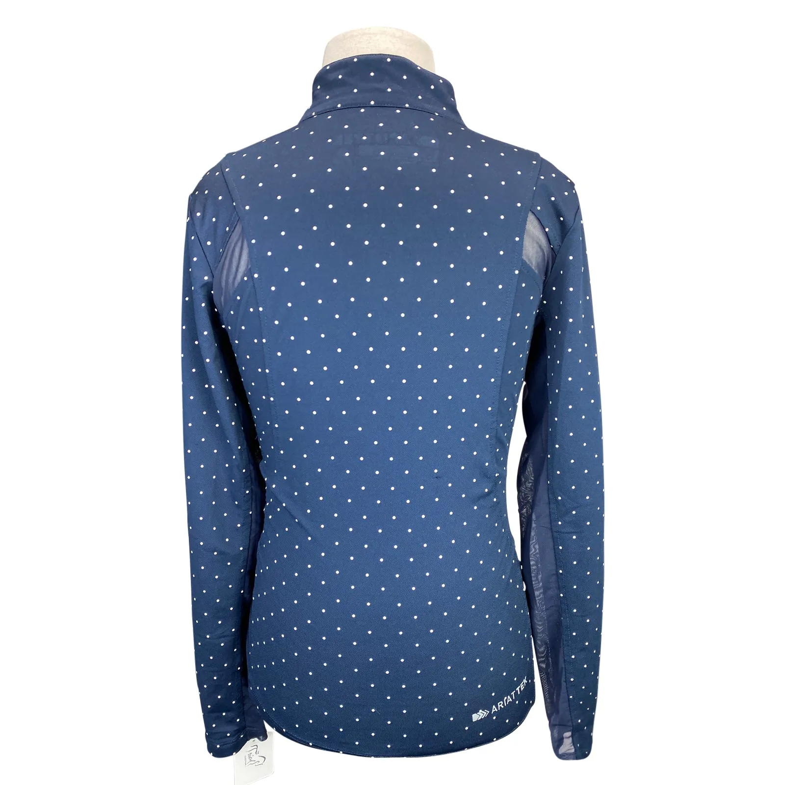 Ariat TEK Heat Series Long Sleeve Shirt in Navy/Polka Dots - Children's Large