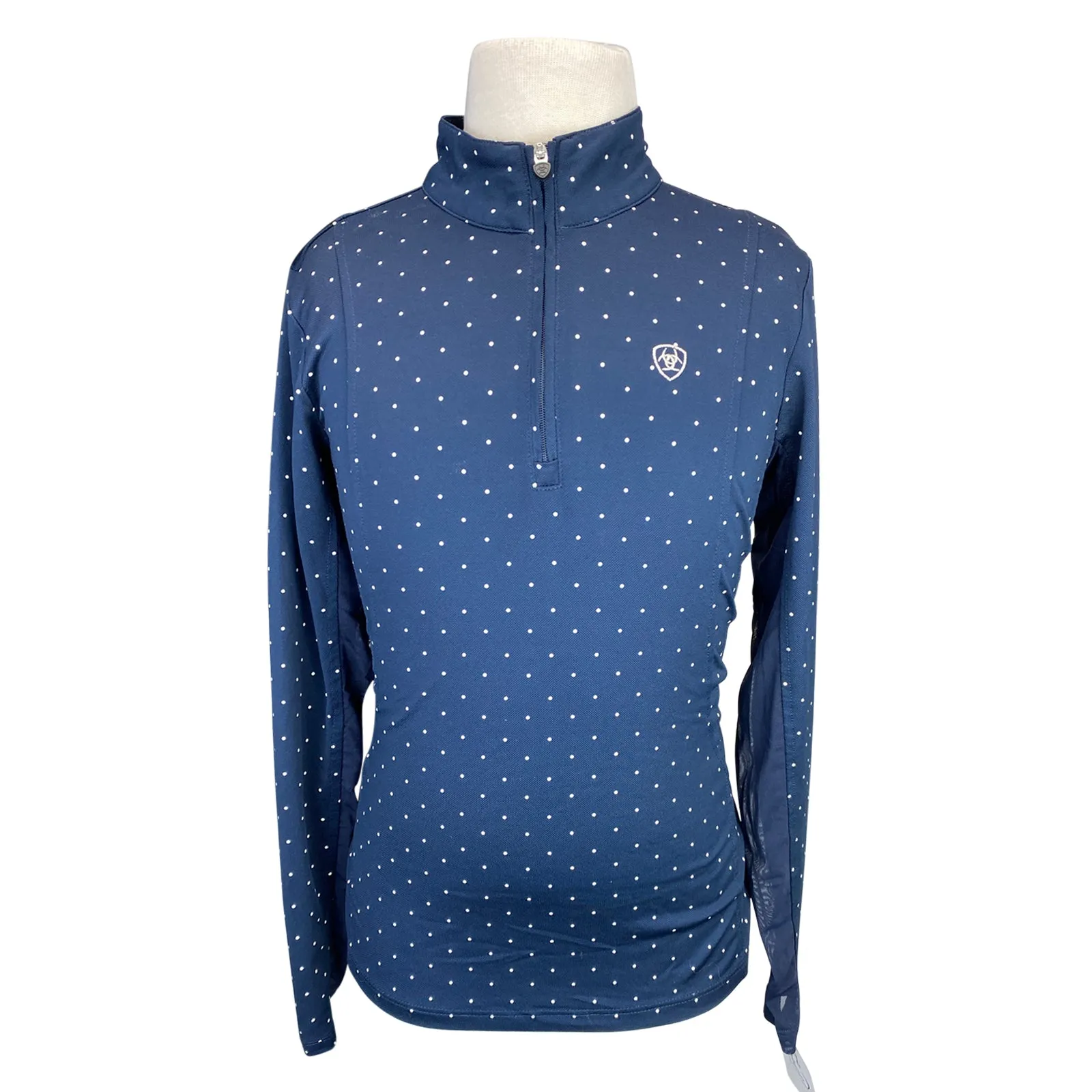 Ariat TEK Heat Series Long Sleeve Shirt in Navy/Polka Dots - Children's Large