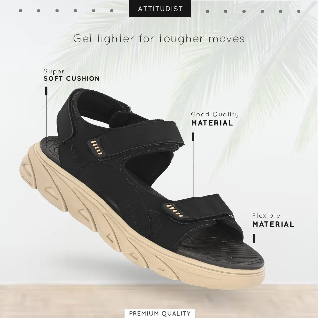 Attitudist Unisex Handcrafted Black Sports Sandal