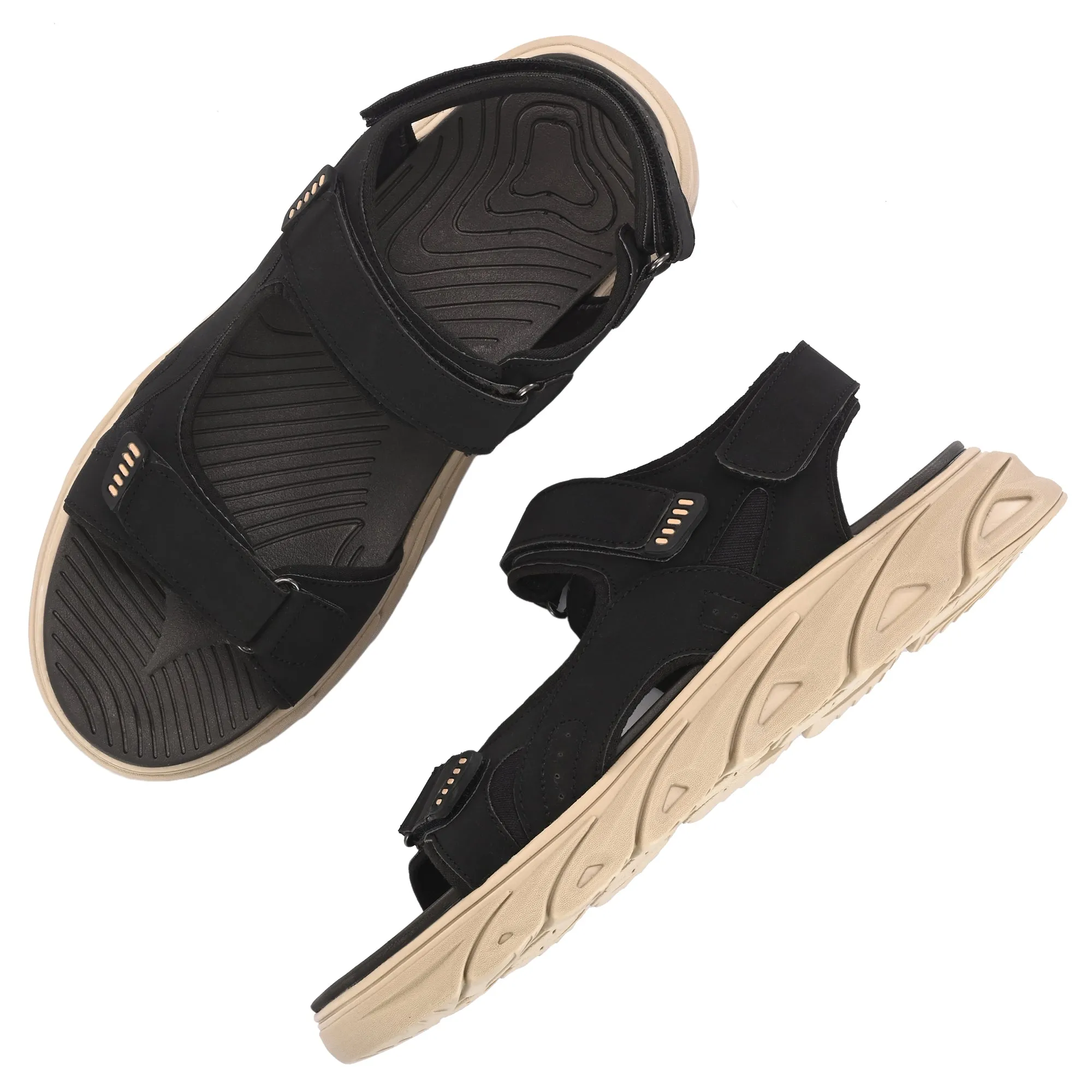 Attitudist Unisex Handcrafted Black Sports Sandal