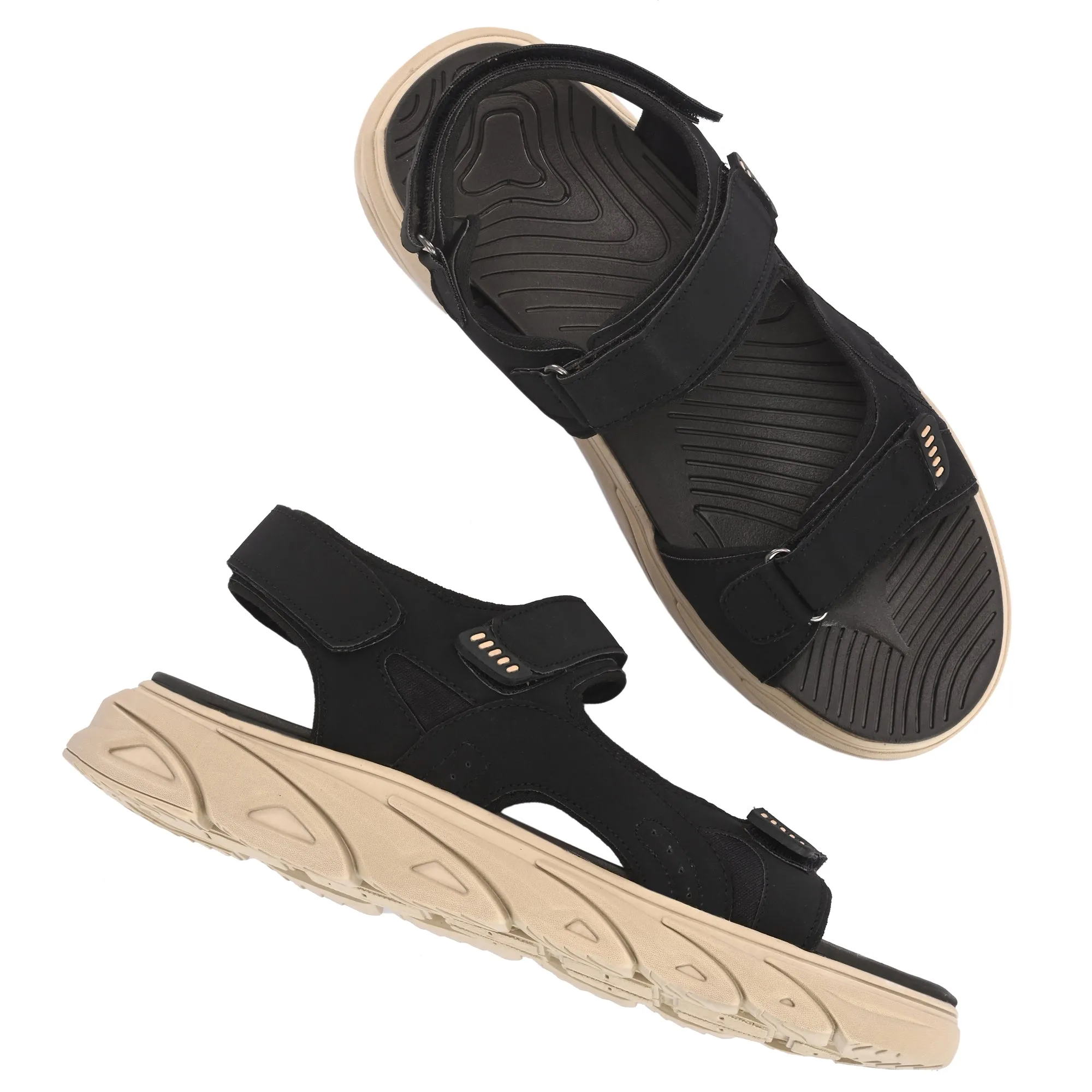 Attitudist Unisex Handcrafted Black Sports Sandal