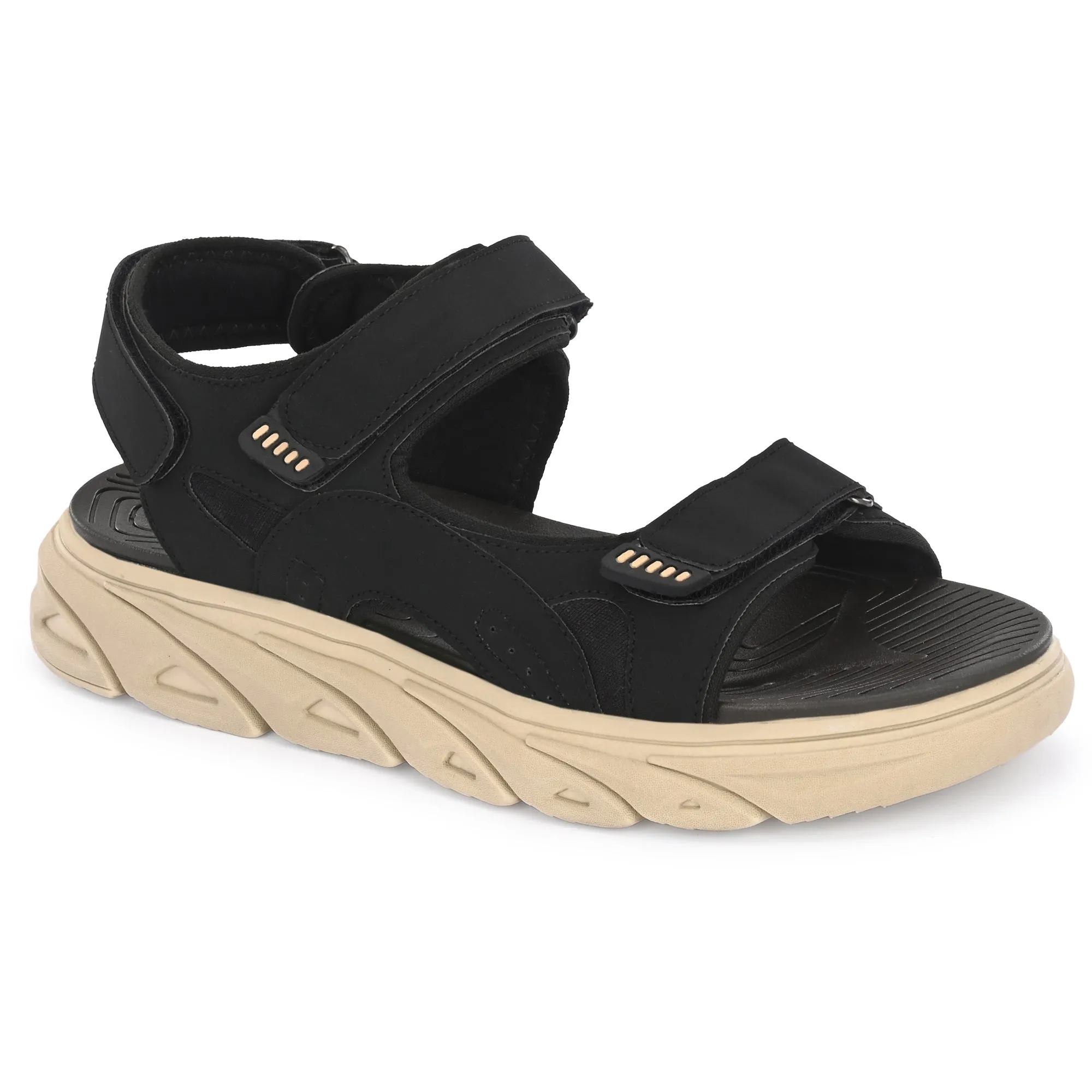 Attitudist Unisex Handcrafted Black Sports Sandal