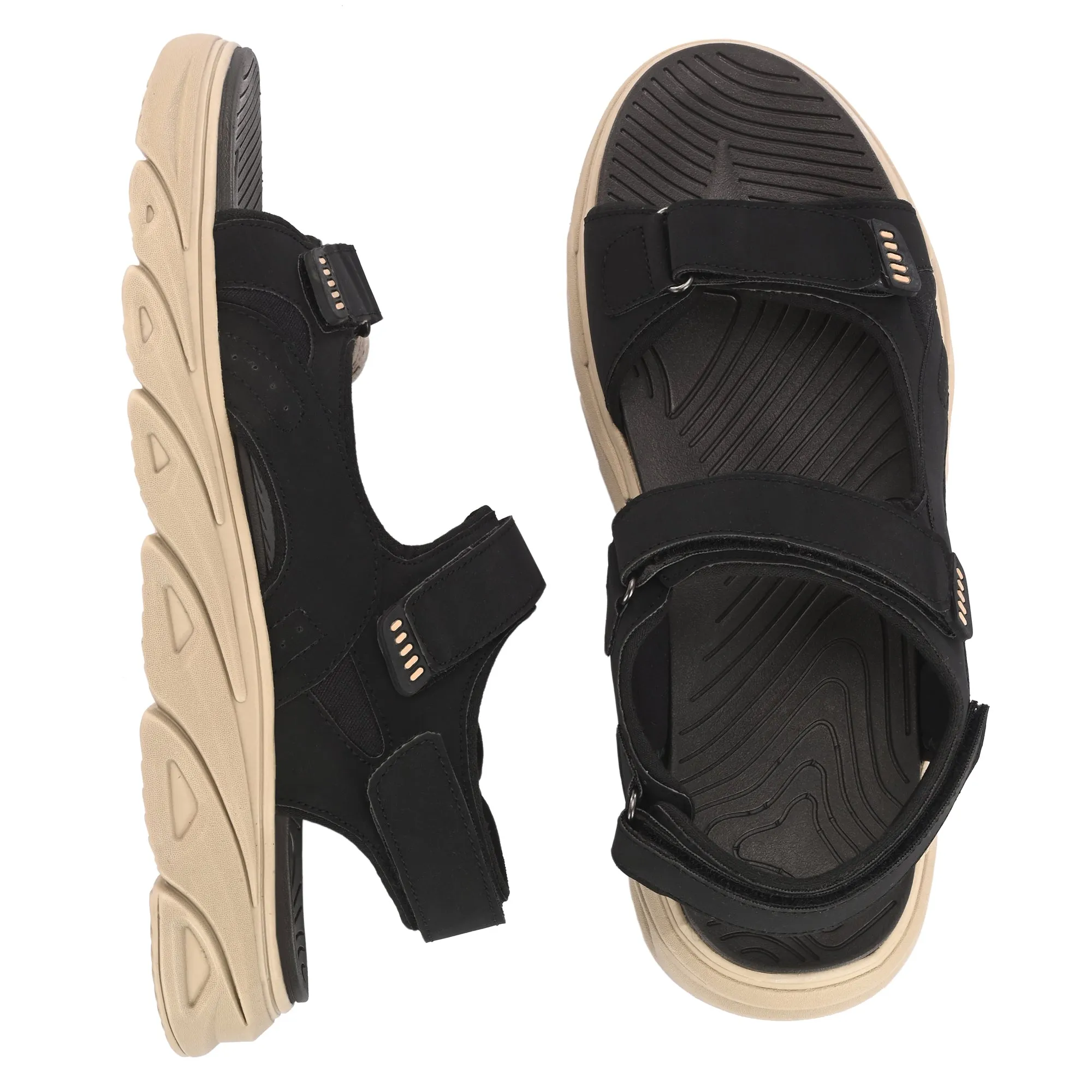 Attitudist Unisex Handcrafted Black Sports Sandal