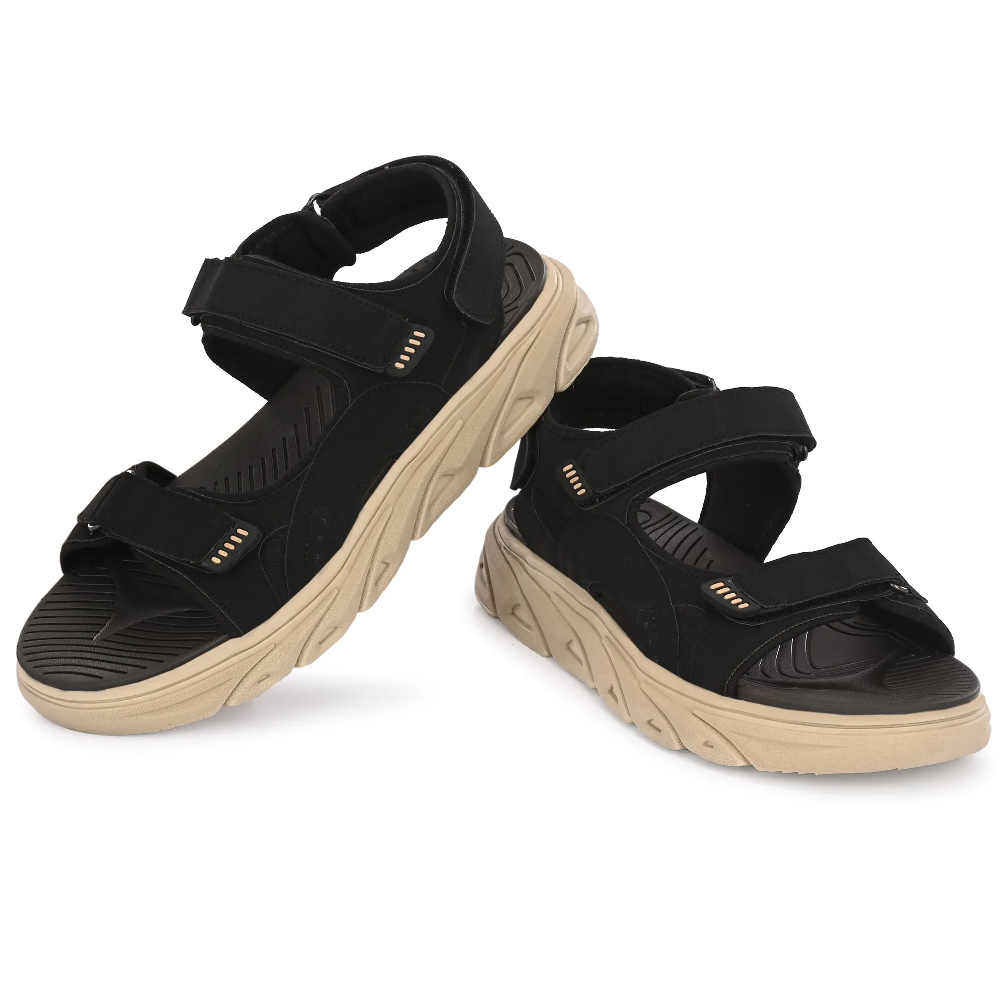 Attitudist Unisex Handcrafted Black Sports Sandal