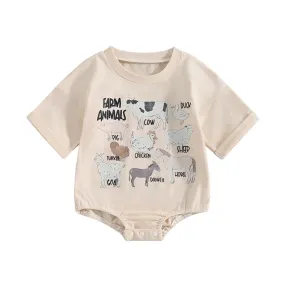 Baby Farm Western Onesie Layette - Farm Animals Horse Cow Pig