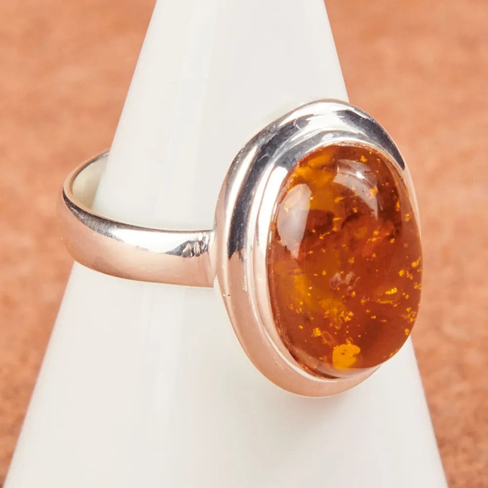 Baltic Amber Ring, Solid 925 Sterling Silver, Orange Gemstone Ring, Natural Birthstone Ring Gift, Handmade Ring, Nickel Free, Handmade Jewelry