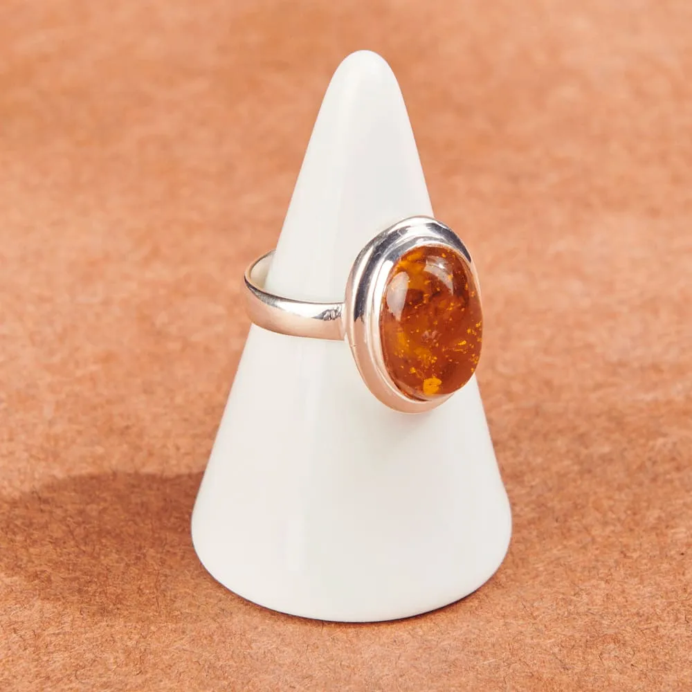 Baltic Amber Ring, Solid 925 Sterling Silver, Orange Gemstone Ring, Natural Birthstone Ring Gift, Handmade Ring, Nickel Free, Handmade Jewelry