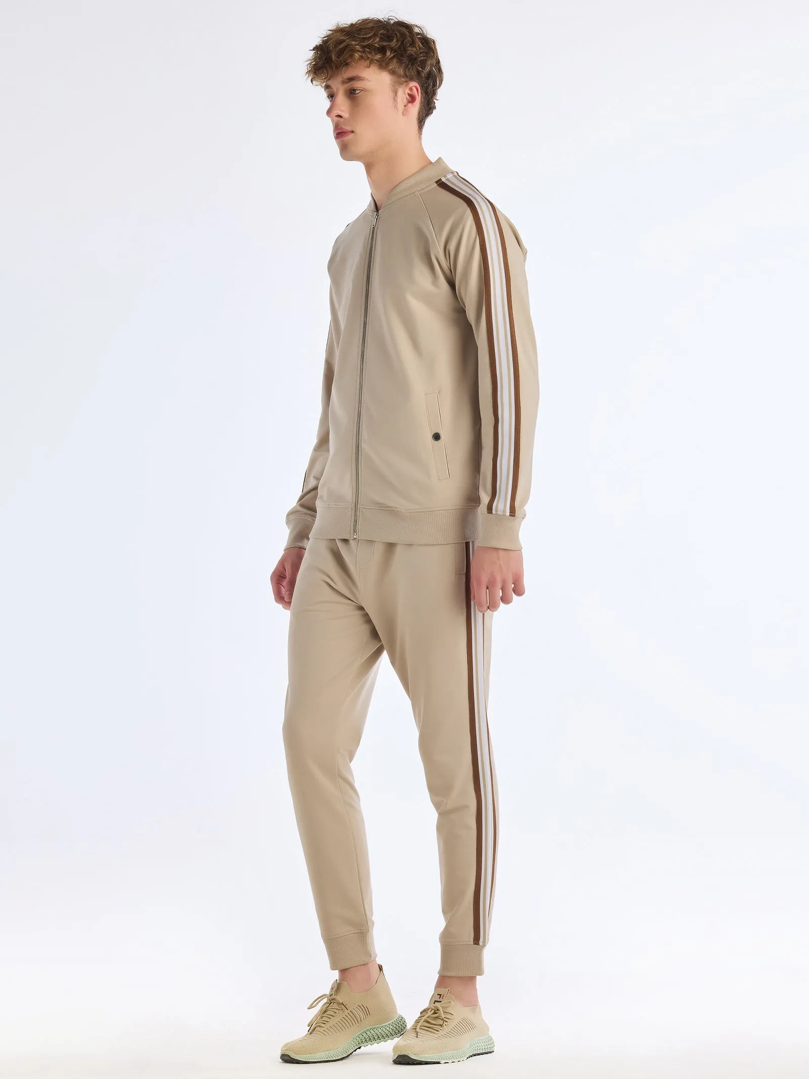 Beige Solid Regular Fit Jogger