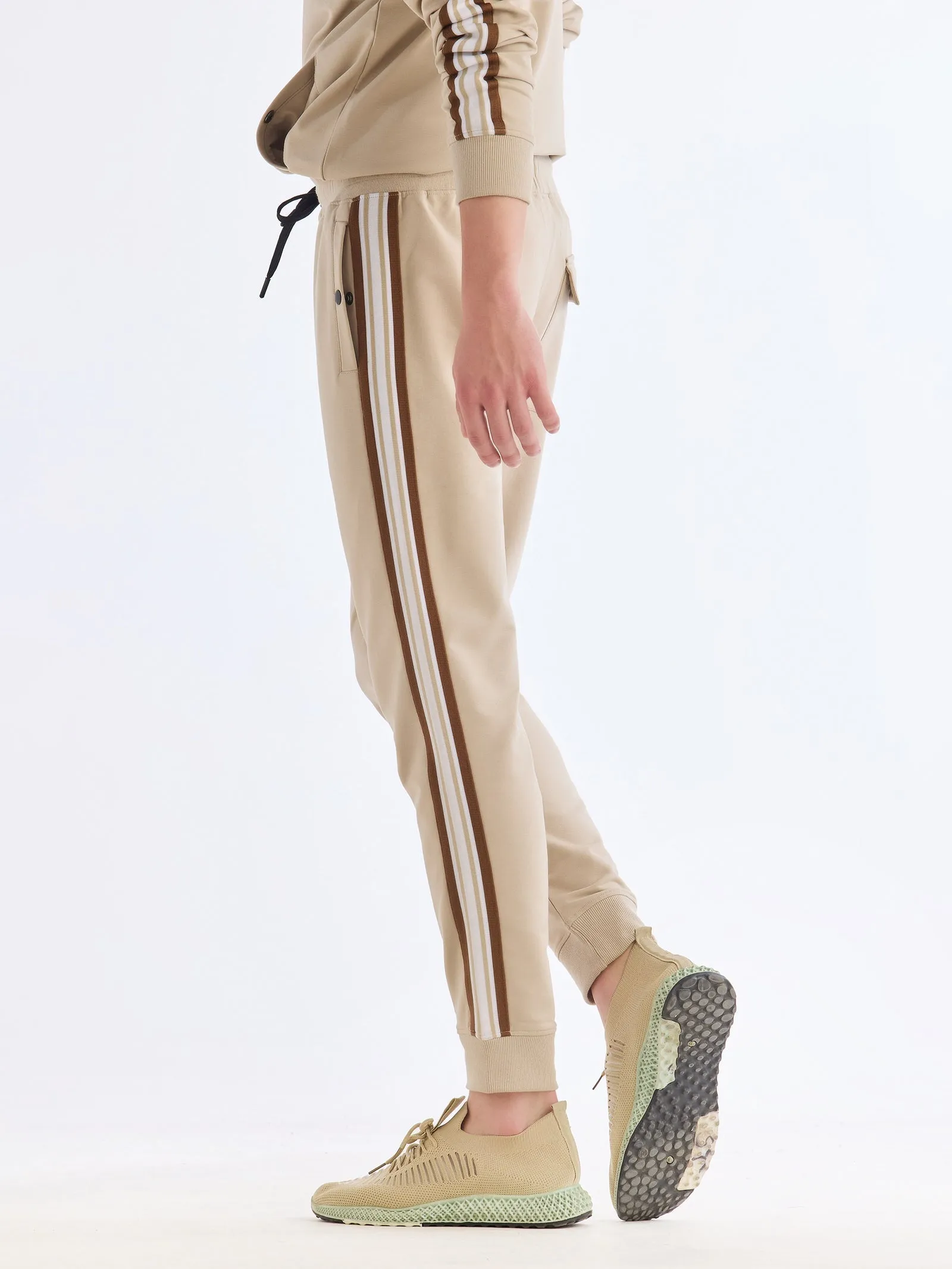 Beige Solid Regular Fit Jogger