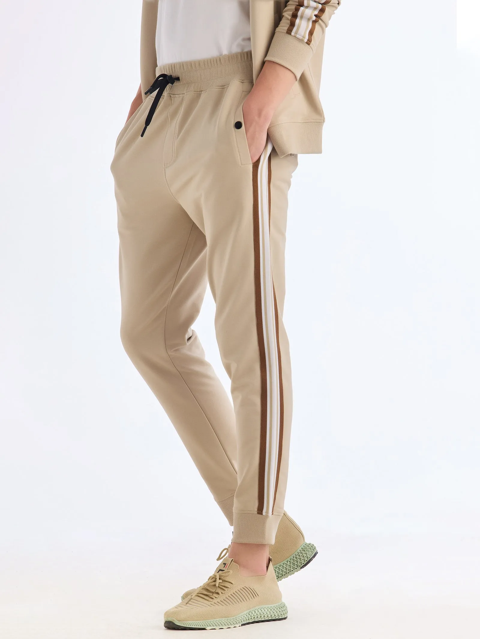 Beige Solid Regular Fit Jogger