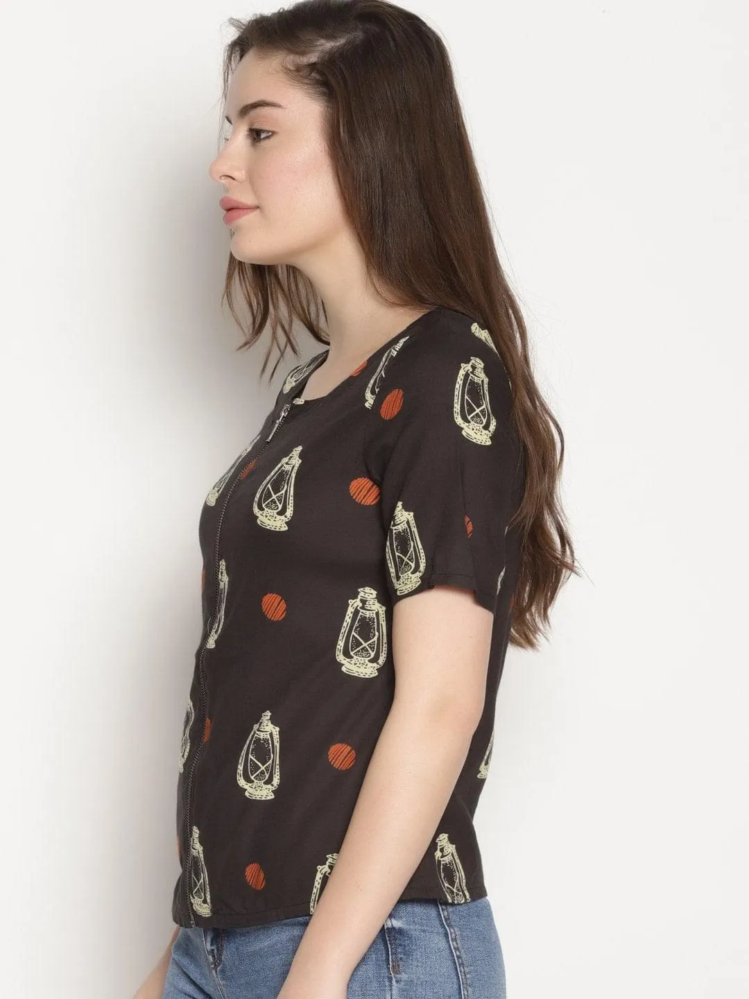 Black Lantern Print Top