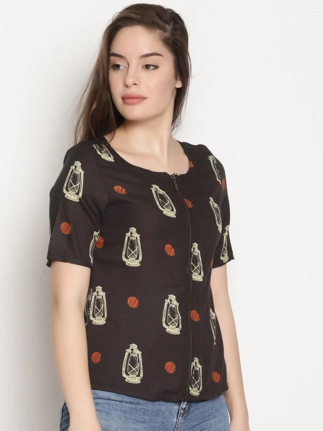 Black Lantern Print Top