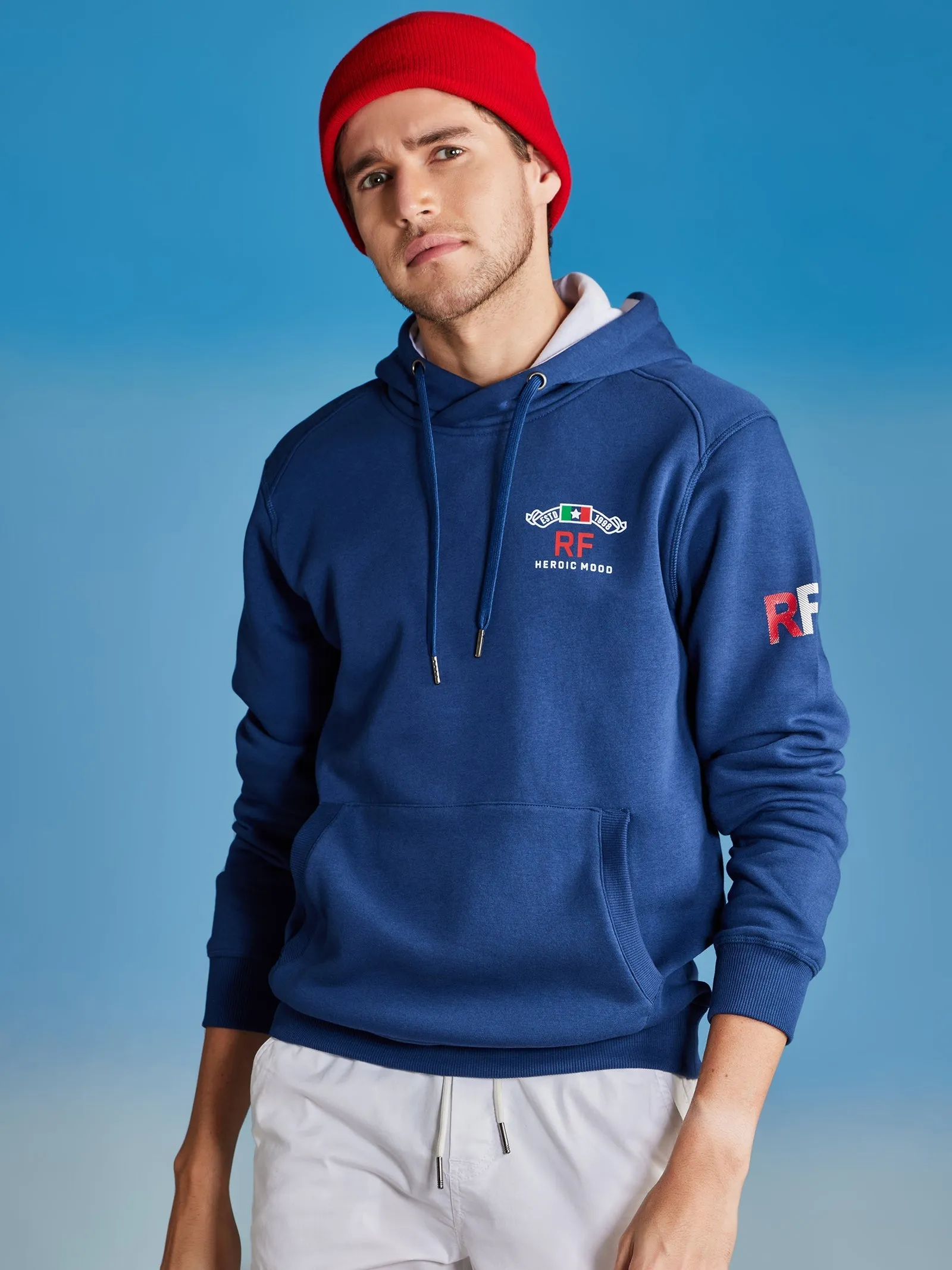 Blue Fleece Hooded Sweatshirt