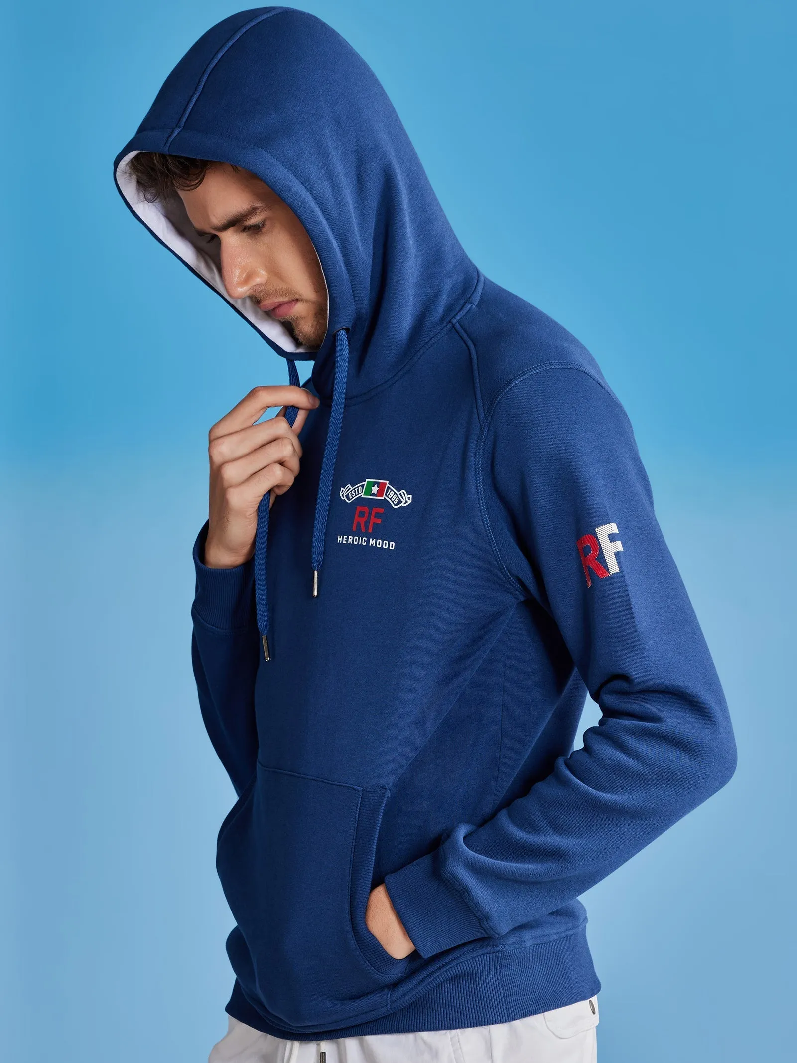 Blue Fleece Hooded Sweatshirt