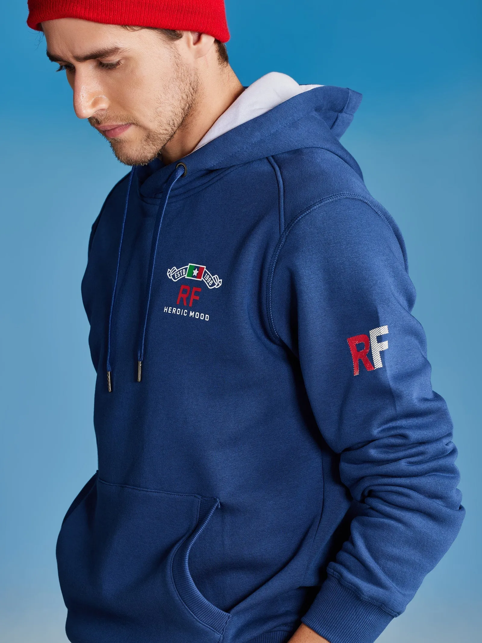 Blue Fleece Hooded Sweatshirt