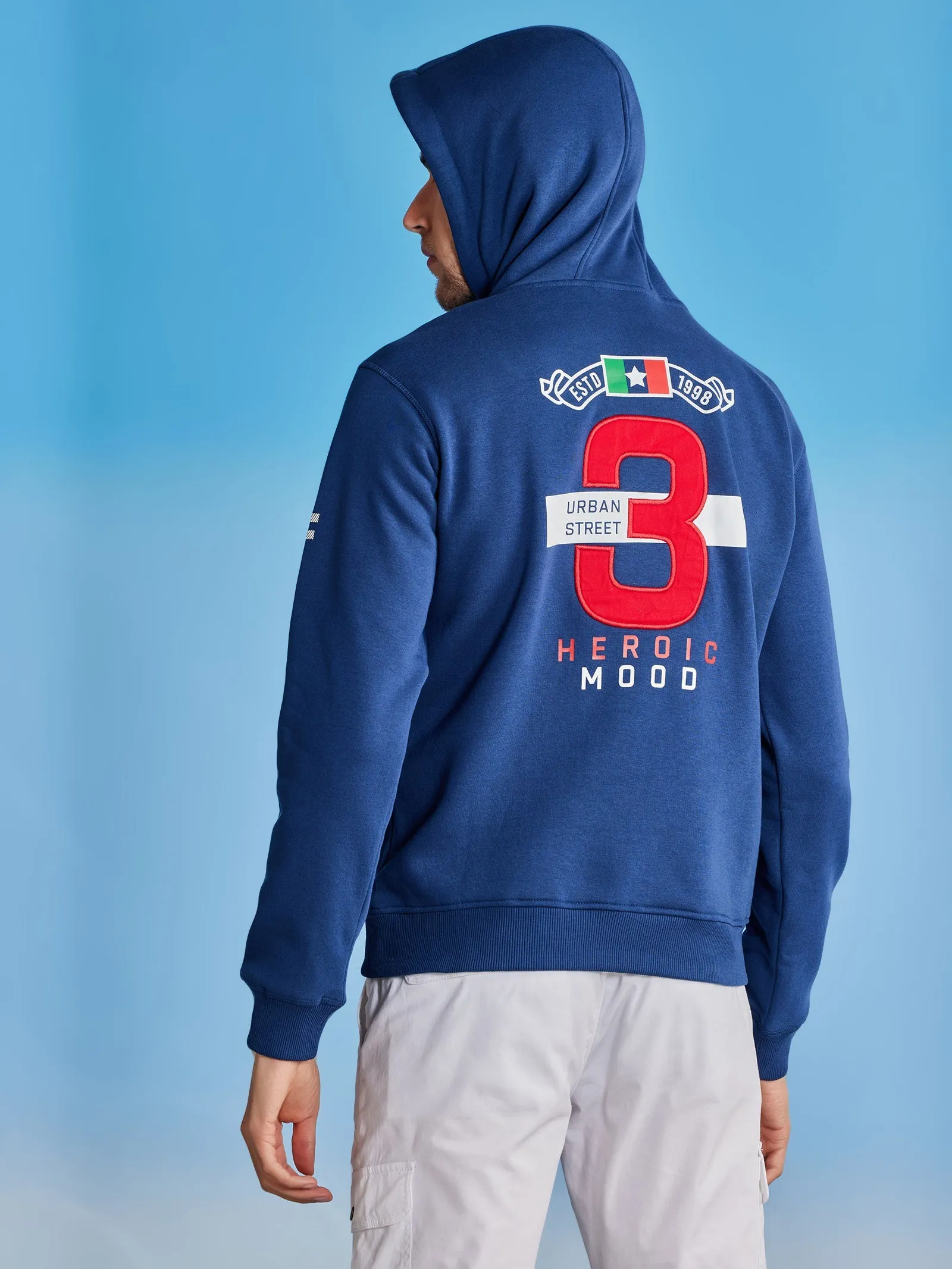 Blue Fleece Hooded Sweatshirt