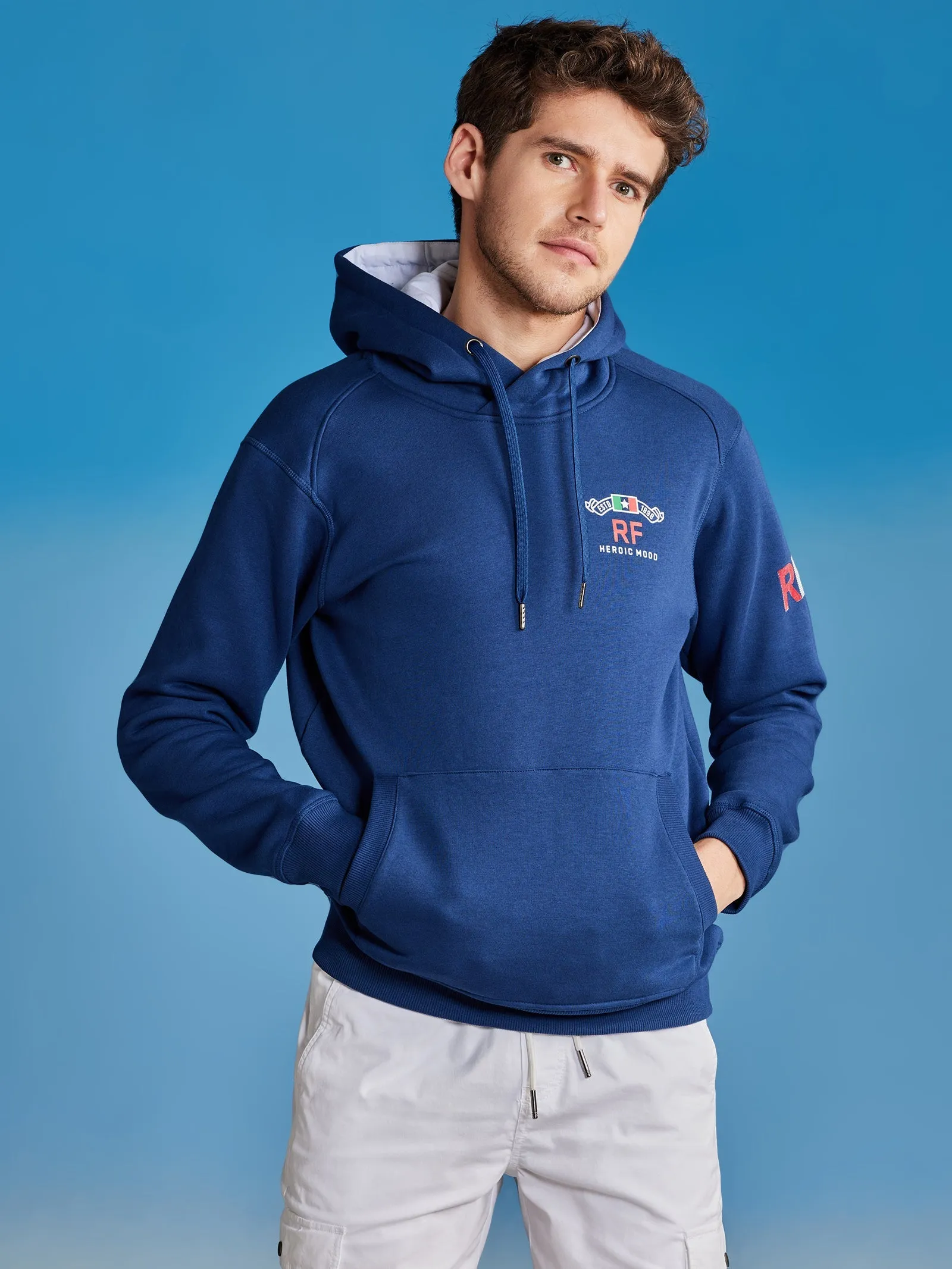 Blue Fleece Hooded Sweatshirt