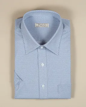 Blue Jacquard Print Stretch-Cotton Shirt MSA2778