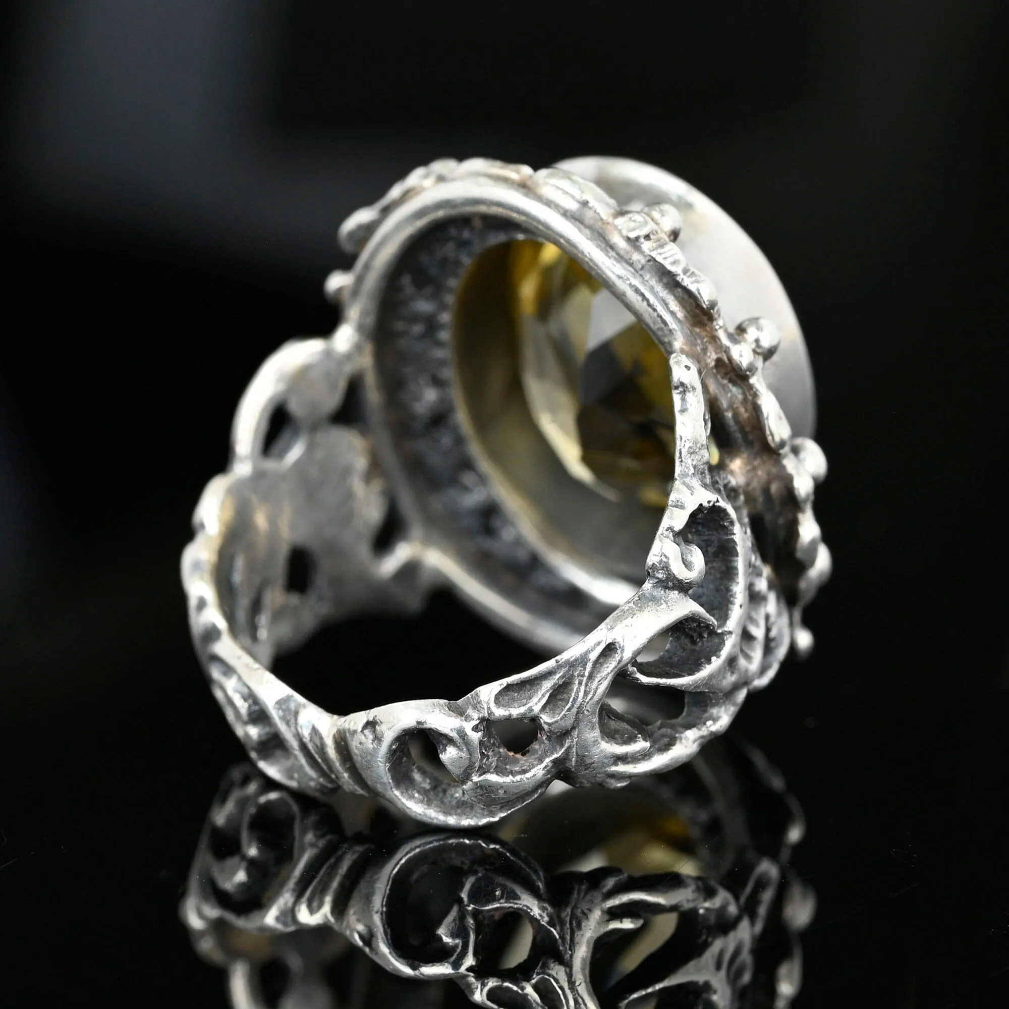 Bold Antique Arts & Crafts Silver Citrine Ring