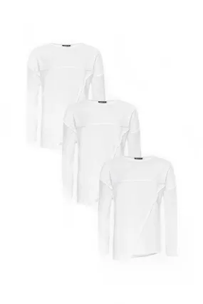 Bundle: 3x White Long Sleeve T-shirt