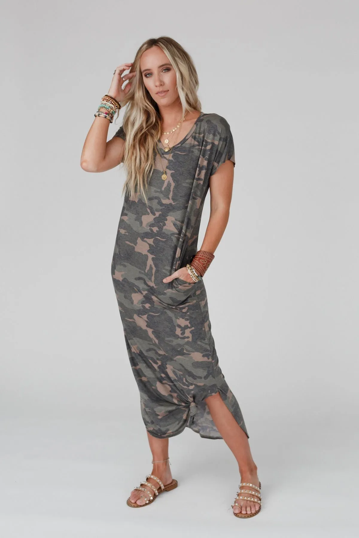 Call It Comfort Tee Dress - Camo