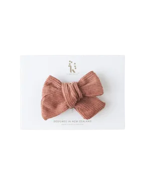 Corduroy Pinwheel Bow - Copper Dust