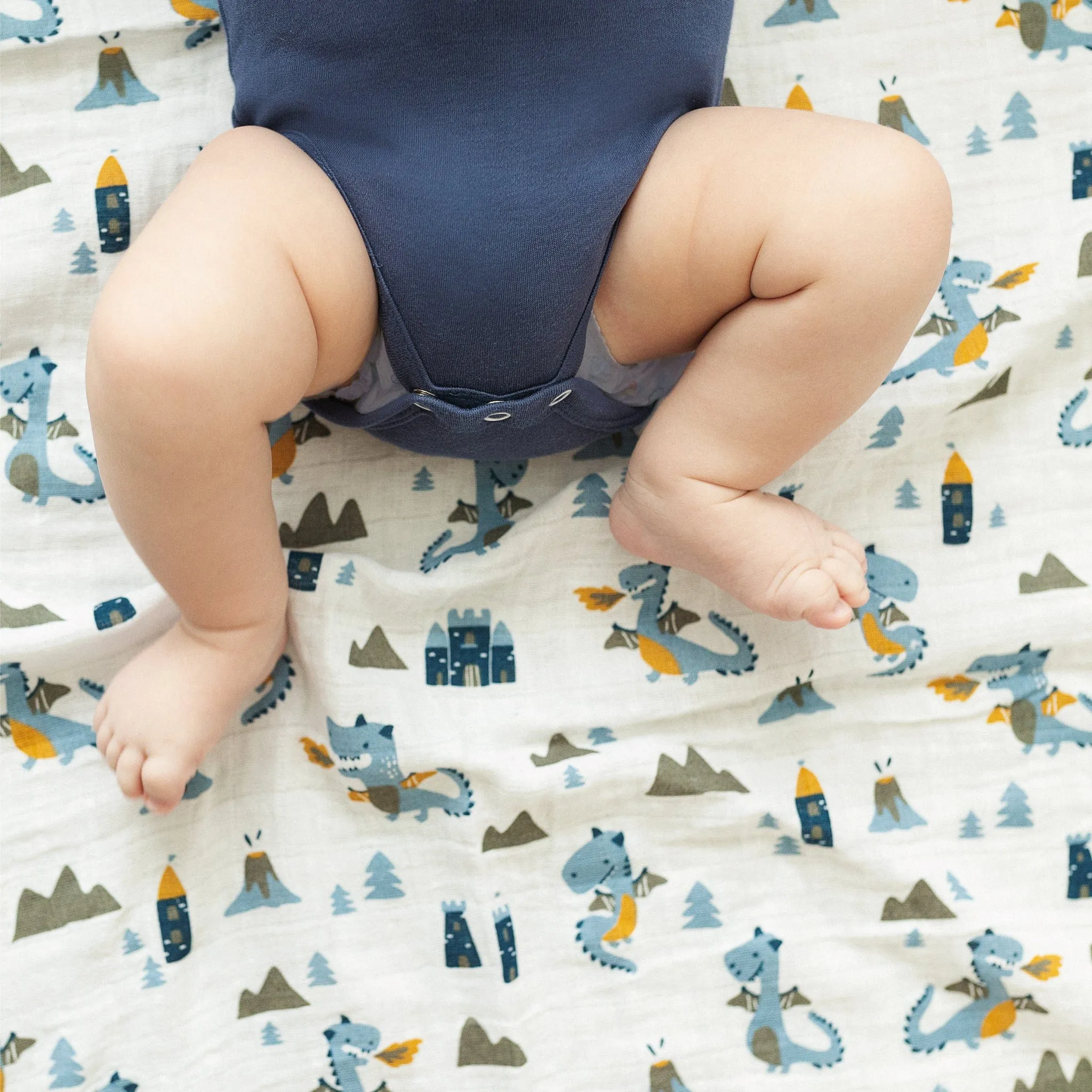 Cotton muslin swaddle - Dragons | Partnership