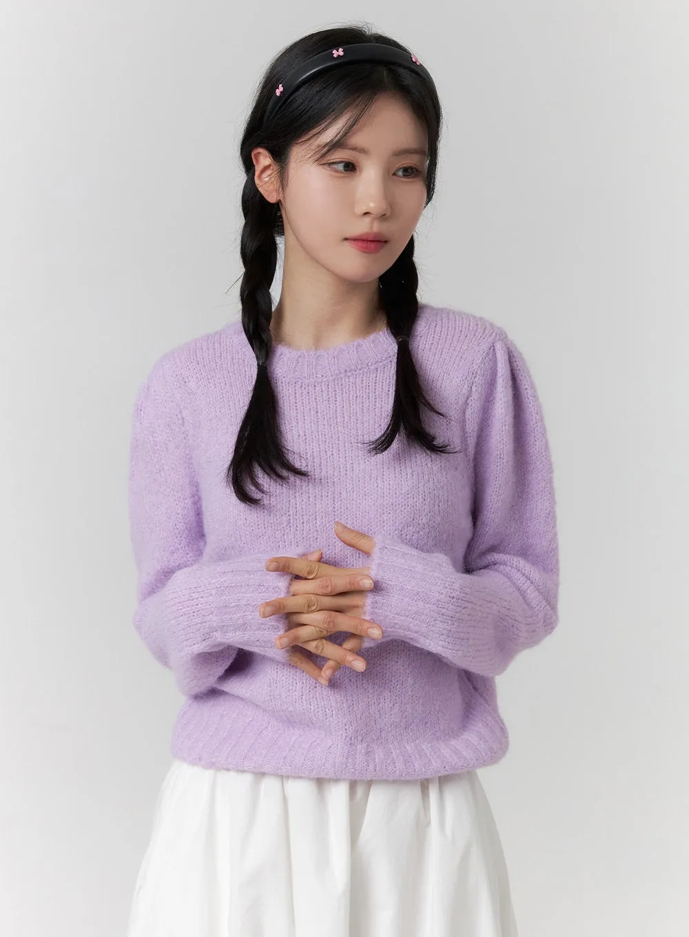 Cozy Wool-Blend Round Neck Sweater OJ419