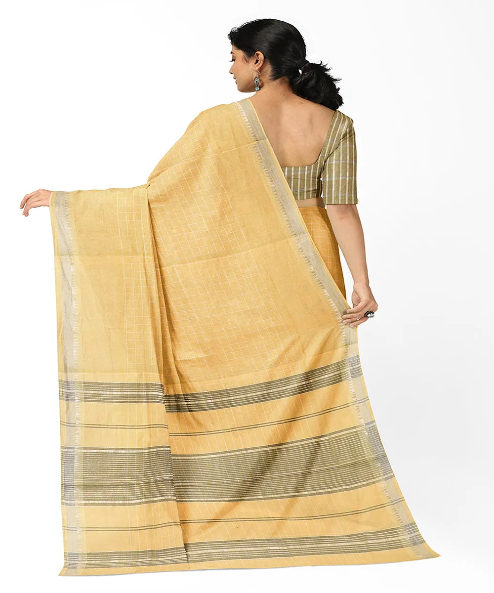 Cream checks handwoven rajahmundry cotton saree