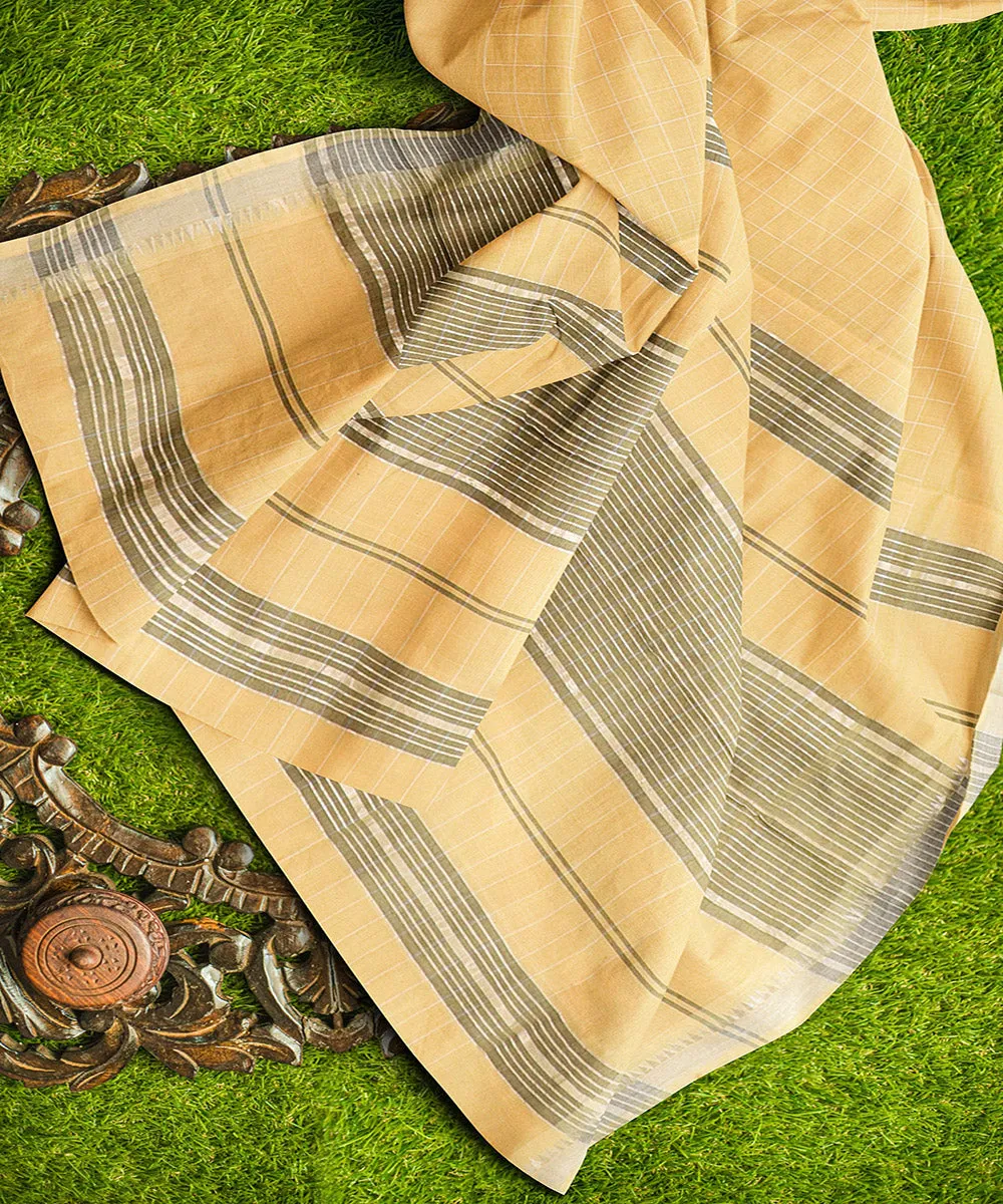 Cream checks handwoven rajahmundry cotton saree