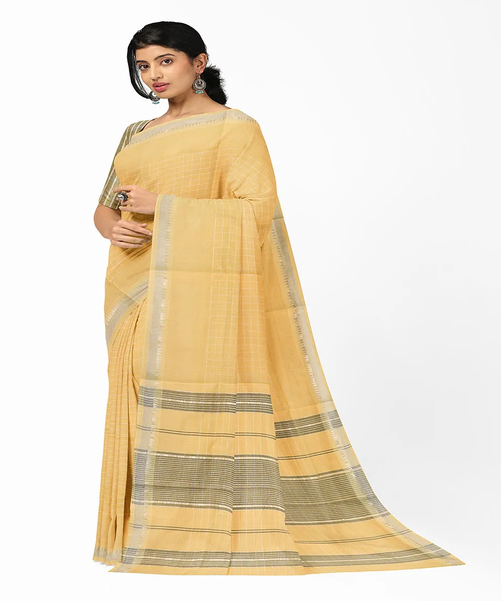 Cream checks handwoven rajahmundry cotton saree