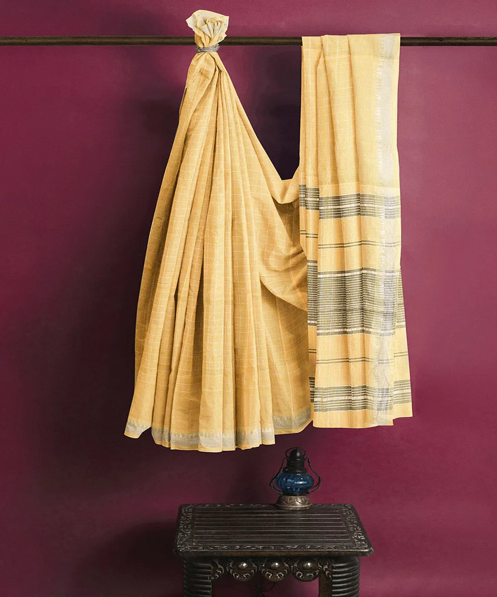 Cream checks handwoven rajahmundry cotton saree