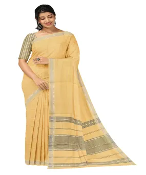 Cream checks handwoven rajahmundry cotton saree